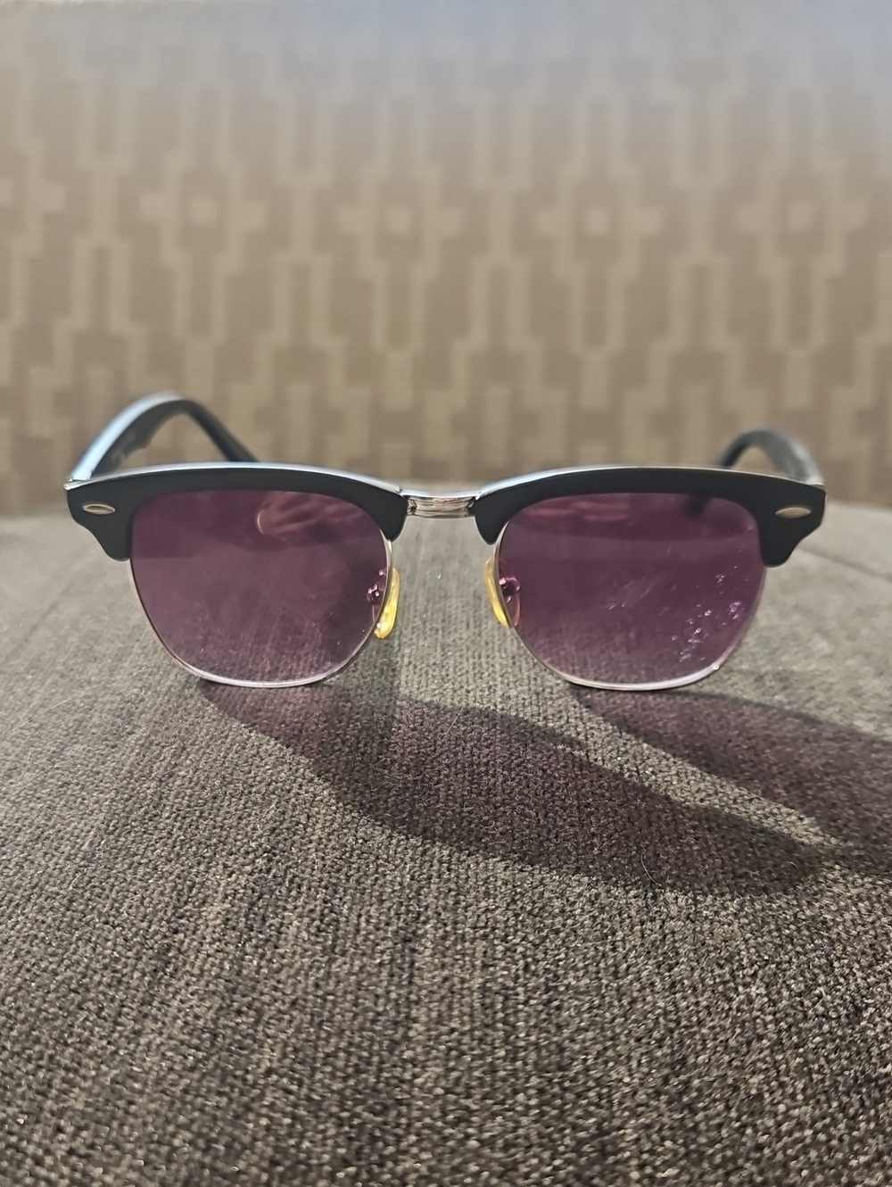 Bershka Black Frame Sunglasses with Purple Lenses